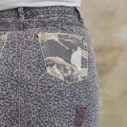 POL Chocolate Leopard Distressed Skirt