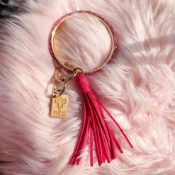 Apparel Pink Panache Gold + Pink Tassel Keychain Bracelet