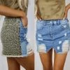 Litz By Uniq Skirts + Skorts The Dally Distressed Leopard Denim Skirt