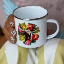 The Lace Cactus Floral+ Longhorn Metal Coffee Cup