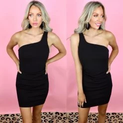 The Lace Cactus Bristol Black One Shoulder Bodycon Dress