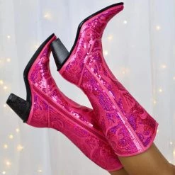 Helen's Heart Best Sellers Pretty Heart Fuchsia Sequin Boots