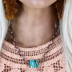 Western Elite Copper Canyon Chain+ Turquoise Disk Necklace
