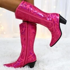 Helen's Heart Best Sellers Pretty Heart Fuchsia Sequin Boots