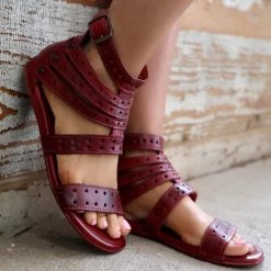 Office Edit Bed Stu Jasper Red Gladiator Sandals