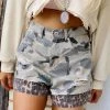 POL Apparel Cellyn Camo + Leopard Distressed Shorts