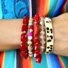 Southern Grace Anchors Away Leopard+ Red Bracelet Set Apparel