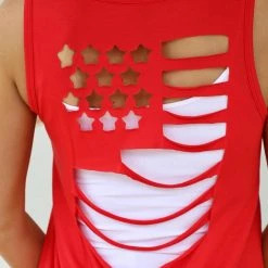 1 Clique Red American Flag Cutout Tank Top Apparel