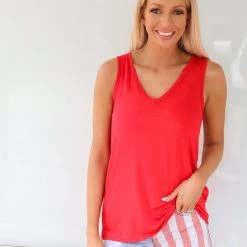 1 Clique Red American Flag Cutout Tank Top Apparel