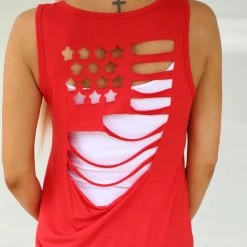 1 Clique Red American Flag Cutout Tank Top Apparel
