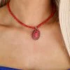 The Lace Cactus Red Beaded Burst Choker