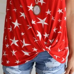 CREAM N SUGAR Apparel Firework Red Star Tank Top