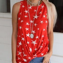 CREAM N SUGAR Apparel Firework Red Star Tank Top