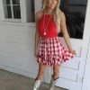 Bavely Roslyn Red And White Plaid Skirt Apparel