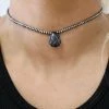 Blue Tortoise 4mm Black Crackle Stone Choker