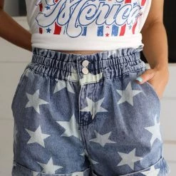 BEAVELY Star Denim Paperbag Shorts Apparel