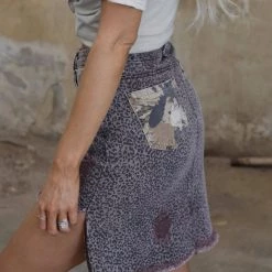 POL Chocolate Leopard Distressed Skirt