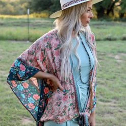 Kori America Challi Floral Front Tie Kimono