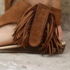 Not Rated Tan Jas Fringe Sandals Footwear