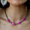 The Lace Cactus Cuanza River 4mm Pink Stone Choker Necklace