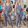 First Love Charcoal Sleeveless Waist-Tie Jumpsuit Apparel