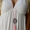 Southern Fried Chics Rhinestone Cowgirl Pink Diamond Tassel Long Necklace