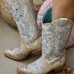 Bridal Corral Bone Overlay + Embroidery Floral Boots