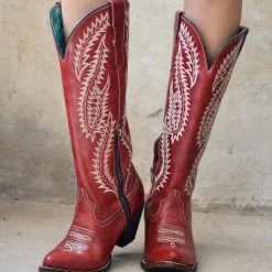 Corral Red Embroidery Tall Top Boots Best Sellers