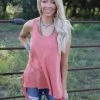 Kyemi Heathered Brick Side Tank Top