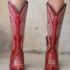 Corral Red Embroidery Tall Top Boots Best Sellers