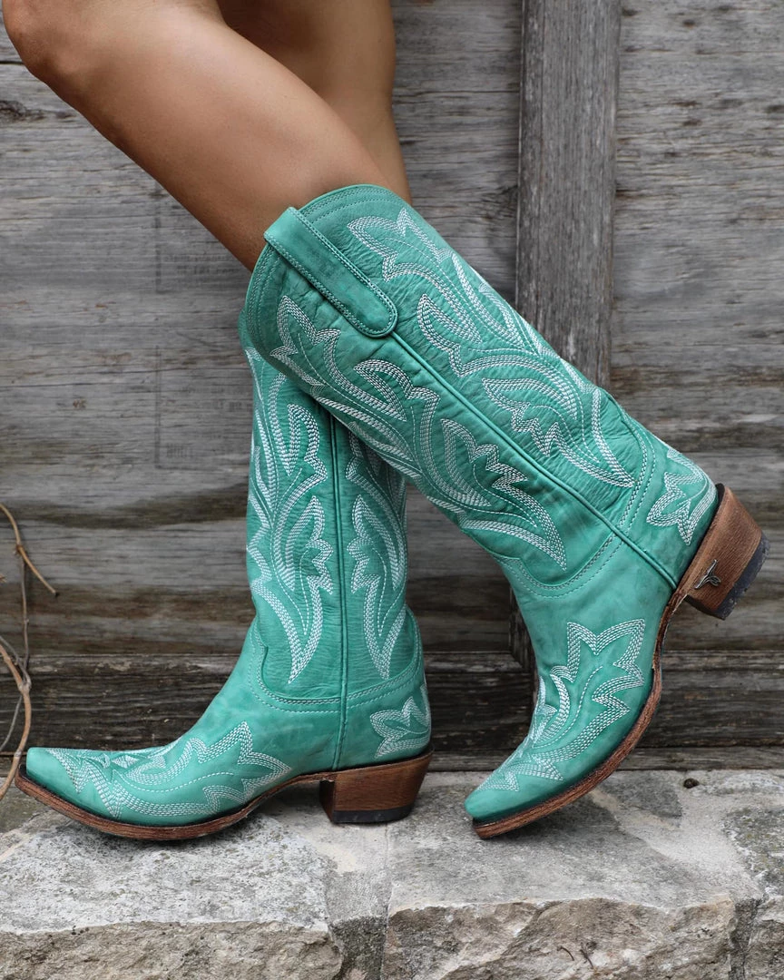 Lane Rhinestone Cowgirl Saratoga Light Turquoise Boots