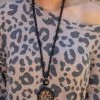 The Lace Cactus Black Round Leopard Cork Pendant Necklace Best Sellers