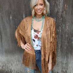 Blue B O/S Carmen Camel Suede Shawl