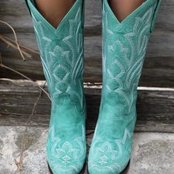 Lane Rhinestone Cowgirl Saratoga Light Turquoise Boots