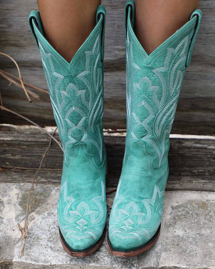Lane Rhinestone Cowgirl Saratoga Light Turquoise Boots