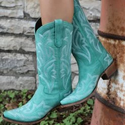 Lane Rhinestone Cowgirl Saratoga Light Turquoise Boots