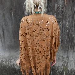 Blue B O/S Carmen Camel Suede Shawl