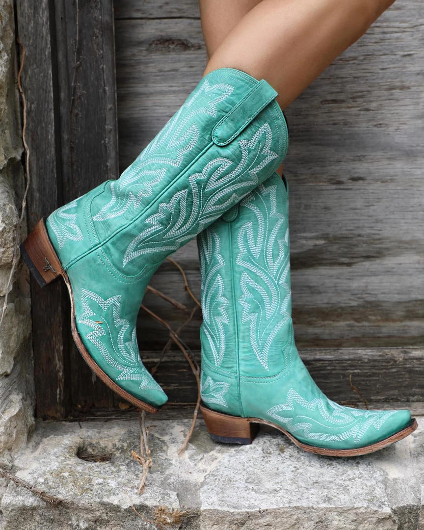 Lane Rhinestone Cowgirl Saratoga Light Turquoise Boots