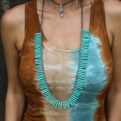 The Lace Cactus Western Vibes The Shelly 4mm Turquoise Slabs Necklace