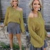 J.NNA Golden Olive Cable Knit Crochet Sweater
