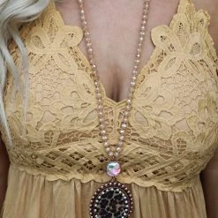 The Lace Cactus Leopard + Copper Round Cork Necklace Best Sellers