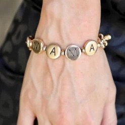 Influence Gold "Mama" Chain Stretch Bracelet Apparel