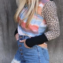 The Lace Cactus Apparel Rust Olive Water Splash Raglan Top