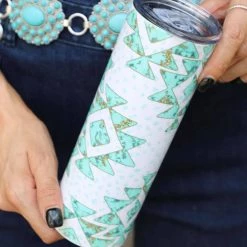 The Lace Cactus Turquoise Tribal Tumbler 20oz Accessories