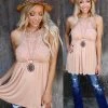 Blue B Apparel Caramel Cream Lace Flowy Tank Top
