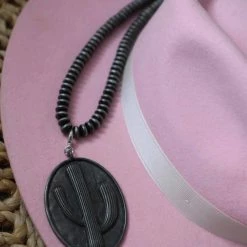 Western Elite Navajo Pearl Oval Cactus Pendant Necklace Western Vibes