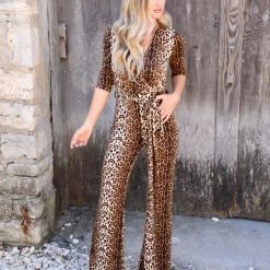 The Lace Cactus Apparel Louder For The Back Leopard Jumpsuit