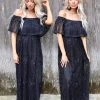 Dress Day Apparel Bex Black Lace Off Shoulder Maxi Dress