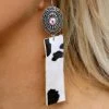 The Lace Cactus Western Vibes Little Concho Cow Print Rectangular Dangle Earrings
