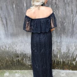 Dress Day Apparel Bex Black Lace Off Shoulder Maxi Dress